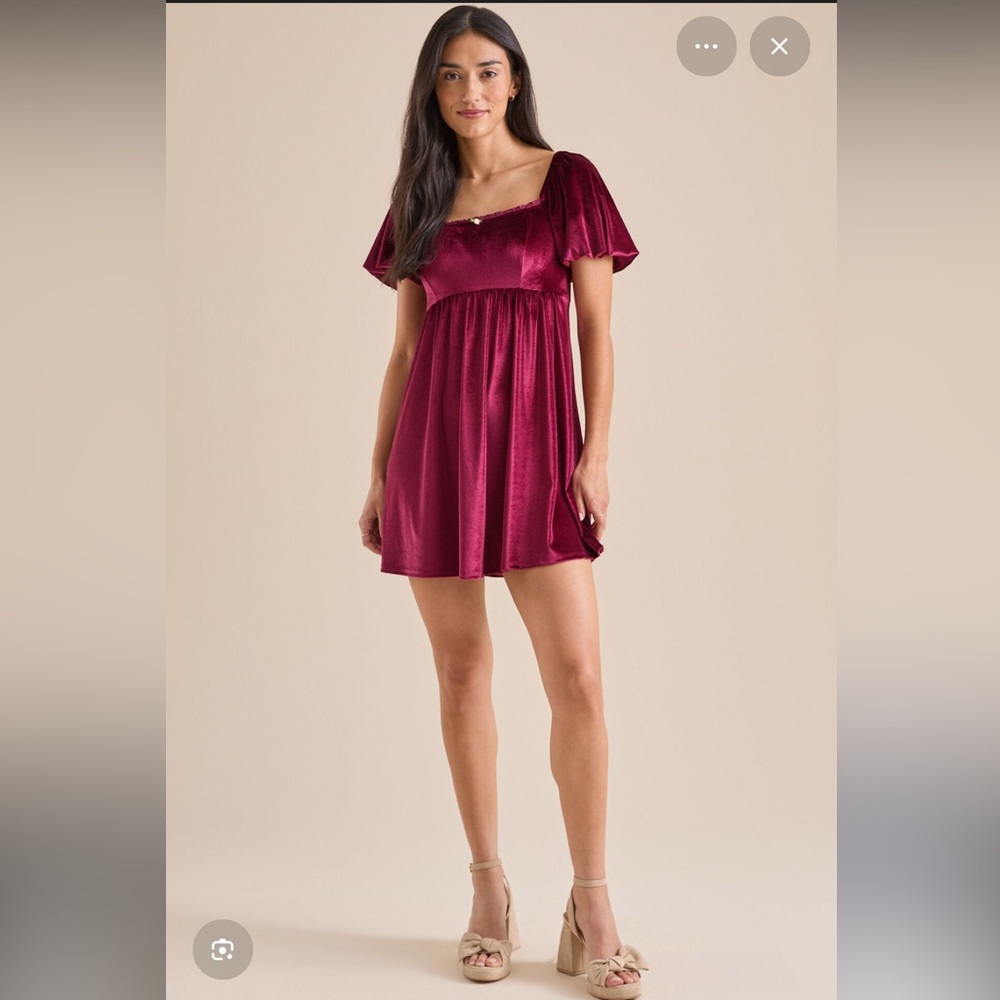 Burgundy Velvet Mini Dress Altar’d State Julia Puff Sleeve Red Velvet dress